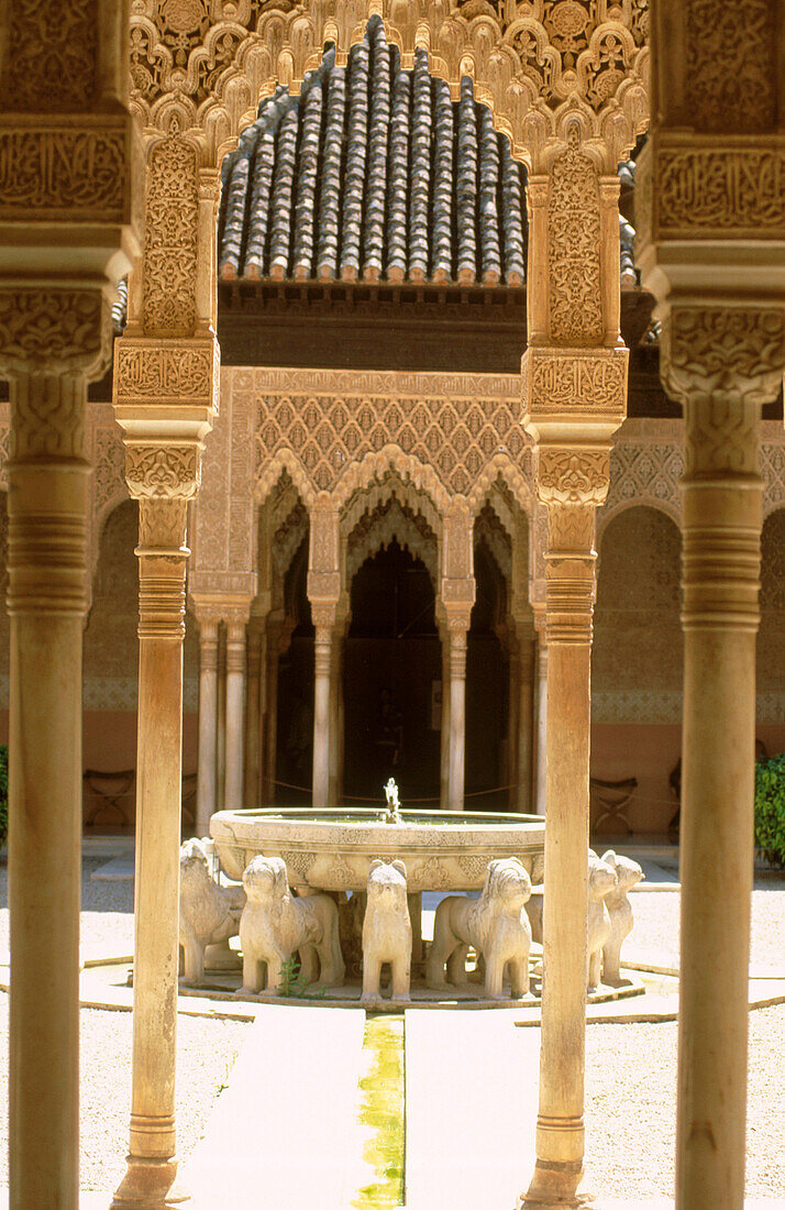 Courtyard of the Lions, Alhambra. Granada. Spain