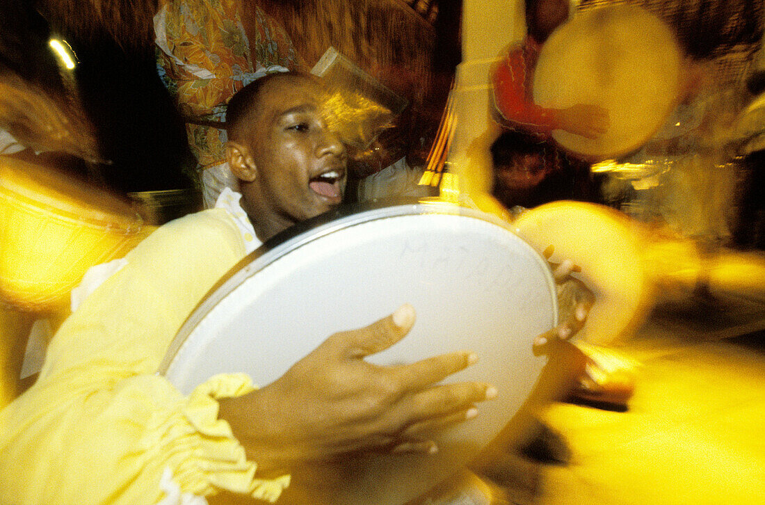 Drum player. Sega Ravanne, the most traditional and typical dance. Mauritius