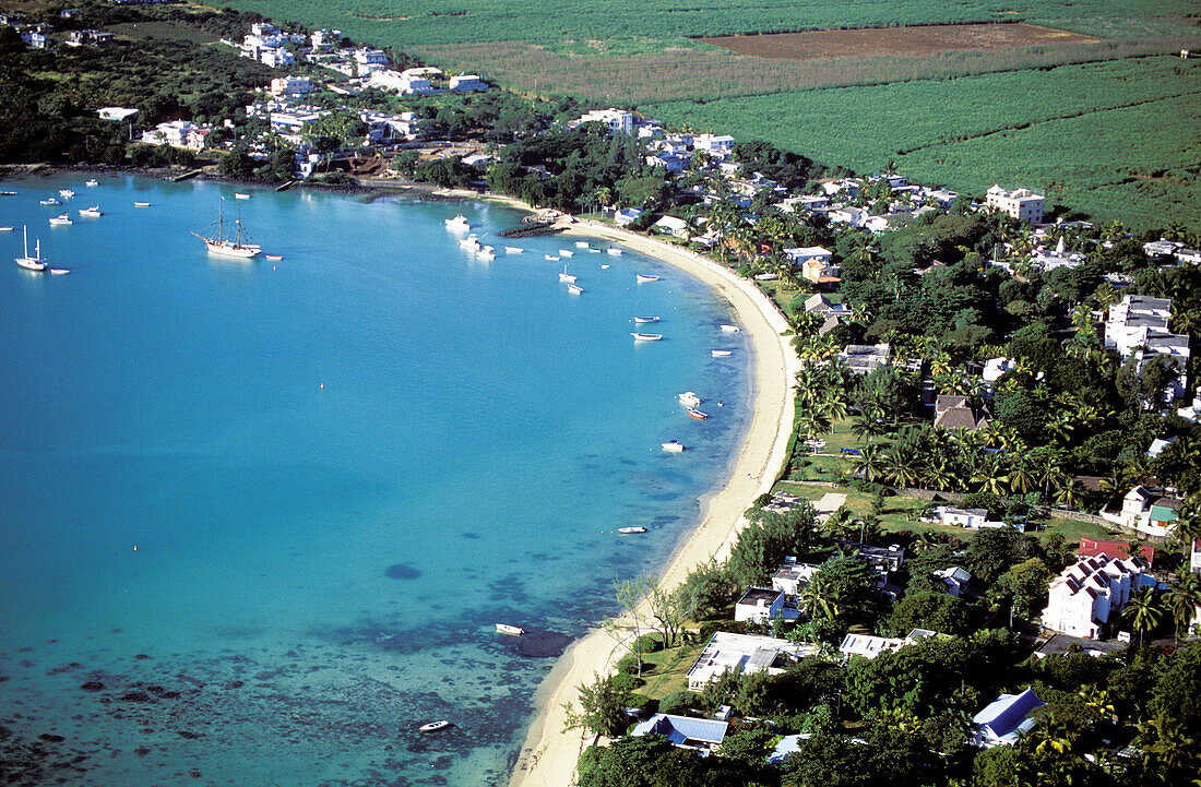 Aerial of Grand-Baie. Upper West Coast. Mauritius