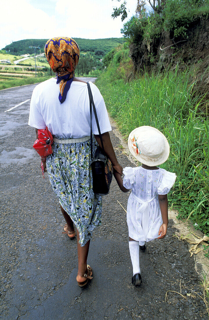 Mother and child. Rodrigues Island. Mauritius