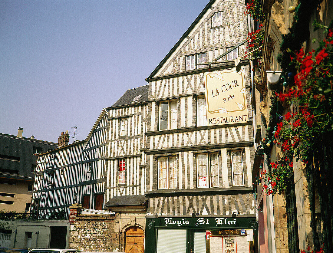 Medieval quarter sheltering many half-timbered houses. Rouen. Seine-Maritime. Normandy. France