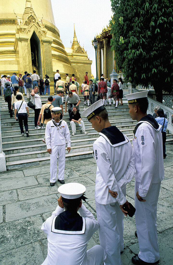 Sailors. Grand Palace. Wat Phra Keo (Emerald Buddha Temple). Bangkok. Thailand