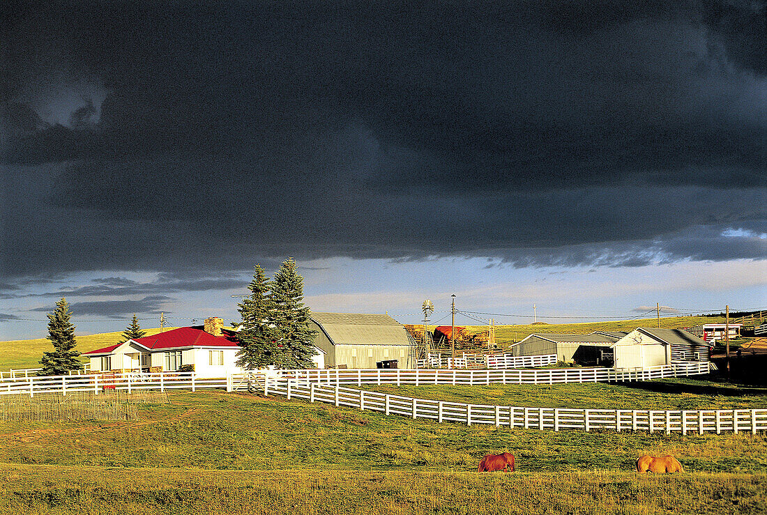 Farm and stormy sky. Colorado. USA