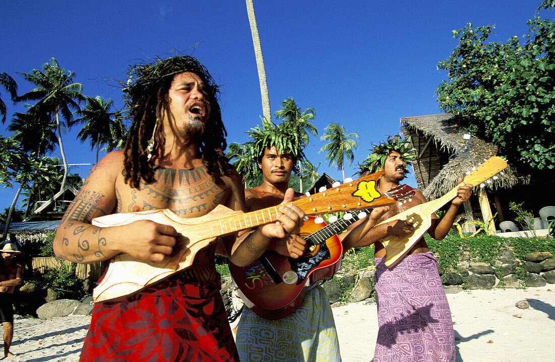 Traditional musicians. Moorea, Windward Islands. French Polynesia