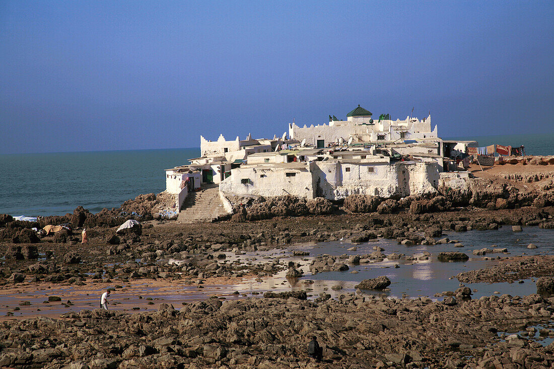 Zaouia of Sidi Abdelsalem, on a rock in the sea at Casablanca. Morocco.