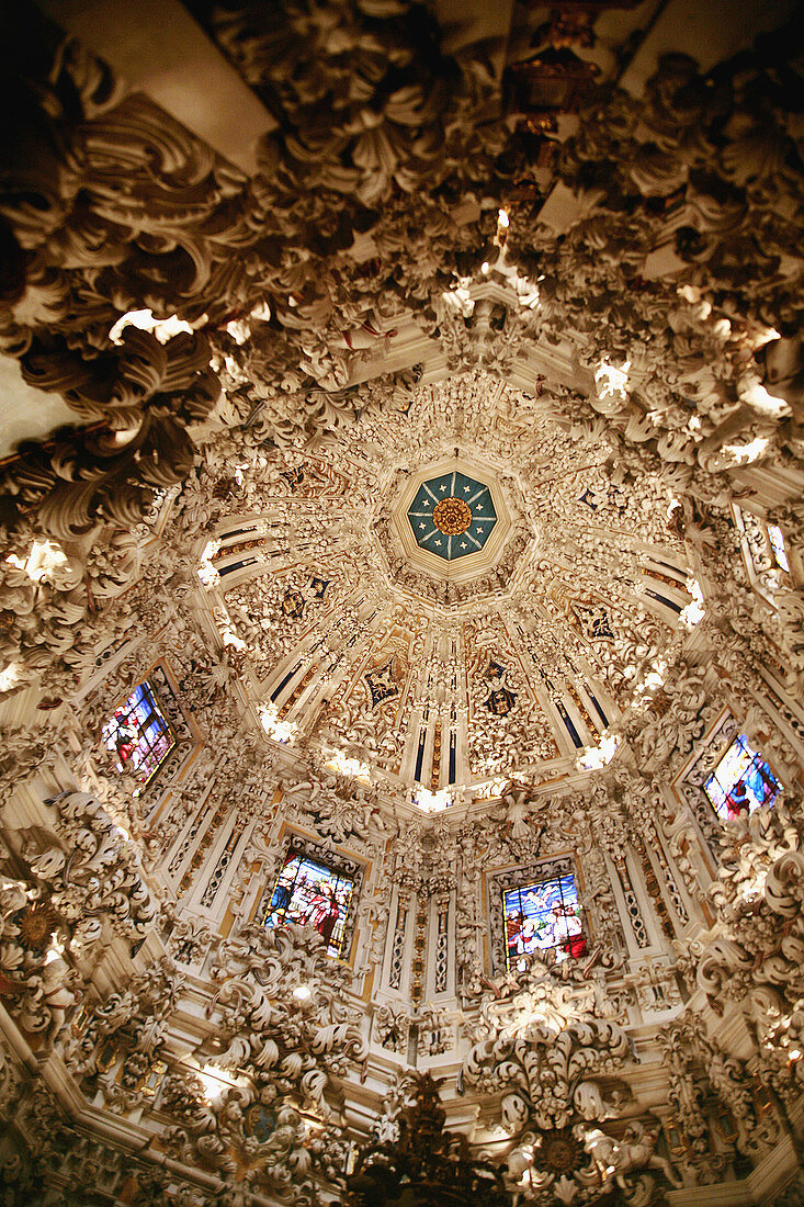 Baroque style camarín of the Virgin of the Victory at her Sanctuary, at Malaga. Andalucia. Spain.