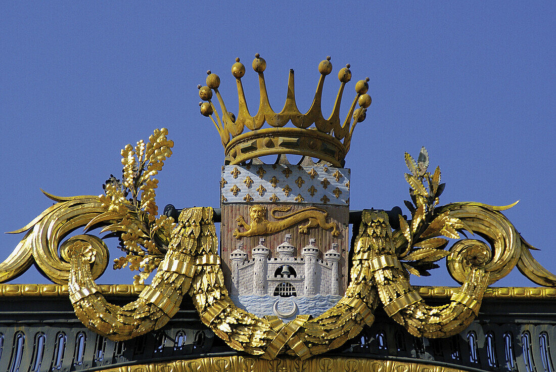 Sign of the town of Bordeaux, on the main gates of the town hall at Bordeaux. Gironde. France.