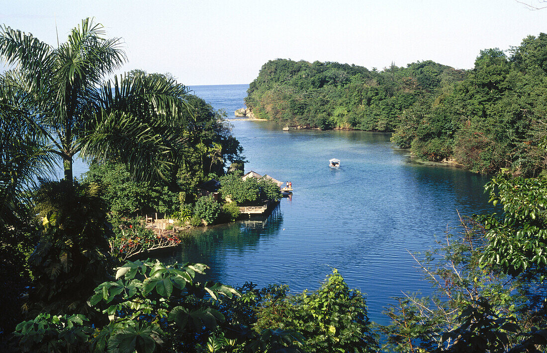 The Blue Hole (also known as the Blue Lagoon). Near Port Antonio. Jamaica