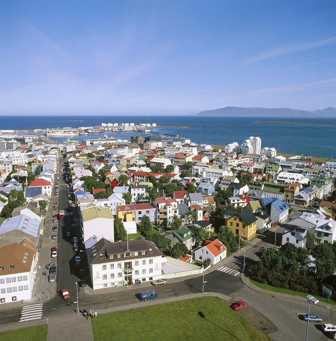 Blick von der Hallgrims-Kirche, Reykjavik, Island