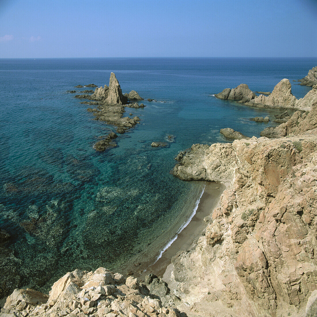 Riff der Meerjungfrauen, Naturpark Cabo de Gata-Níjar. Provinz Almería, Andalusien. Spanien