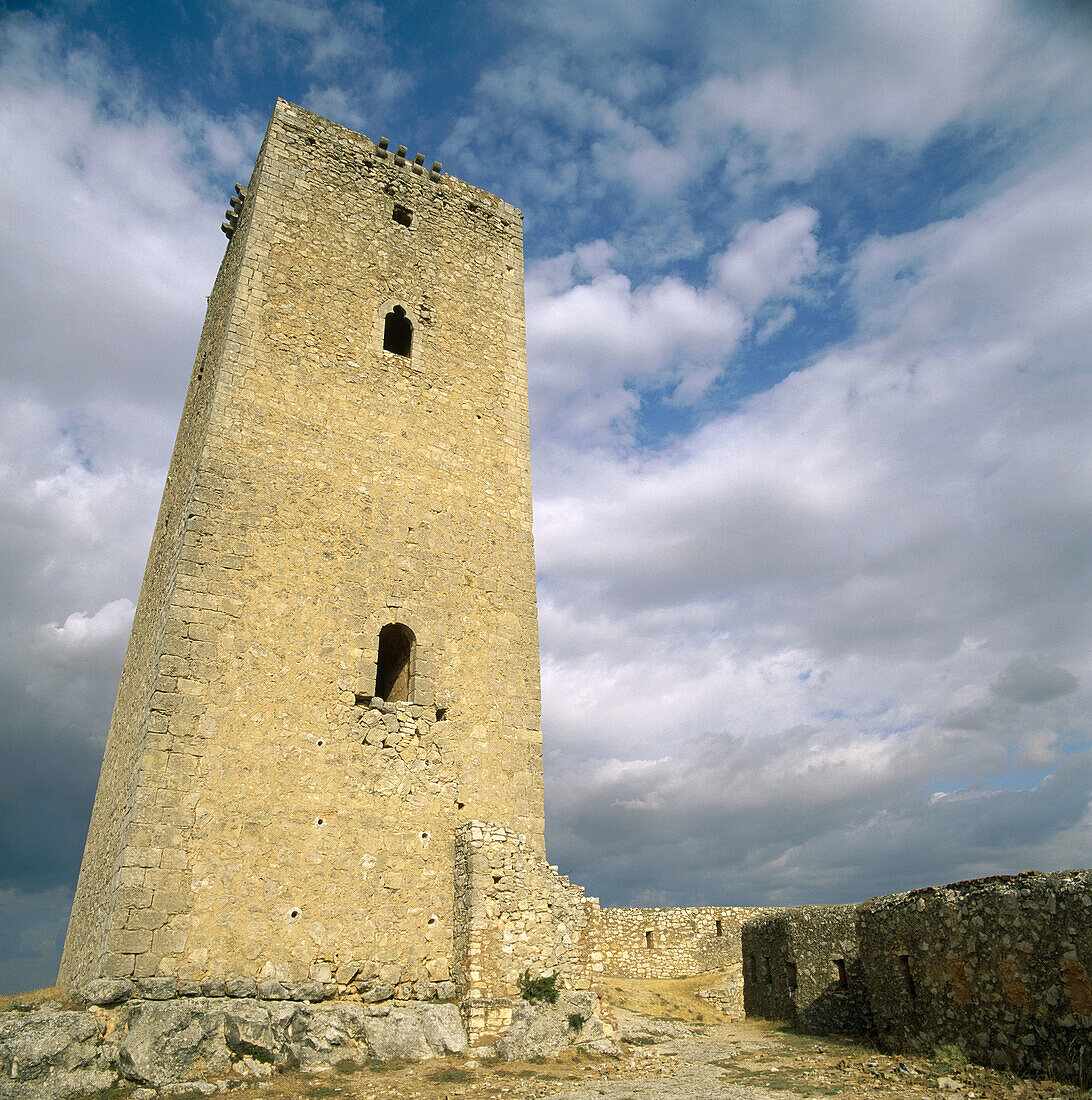 Burgturm, Alarcón, Provinz Cuenca, Kastilien-La Mancha, Spanien