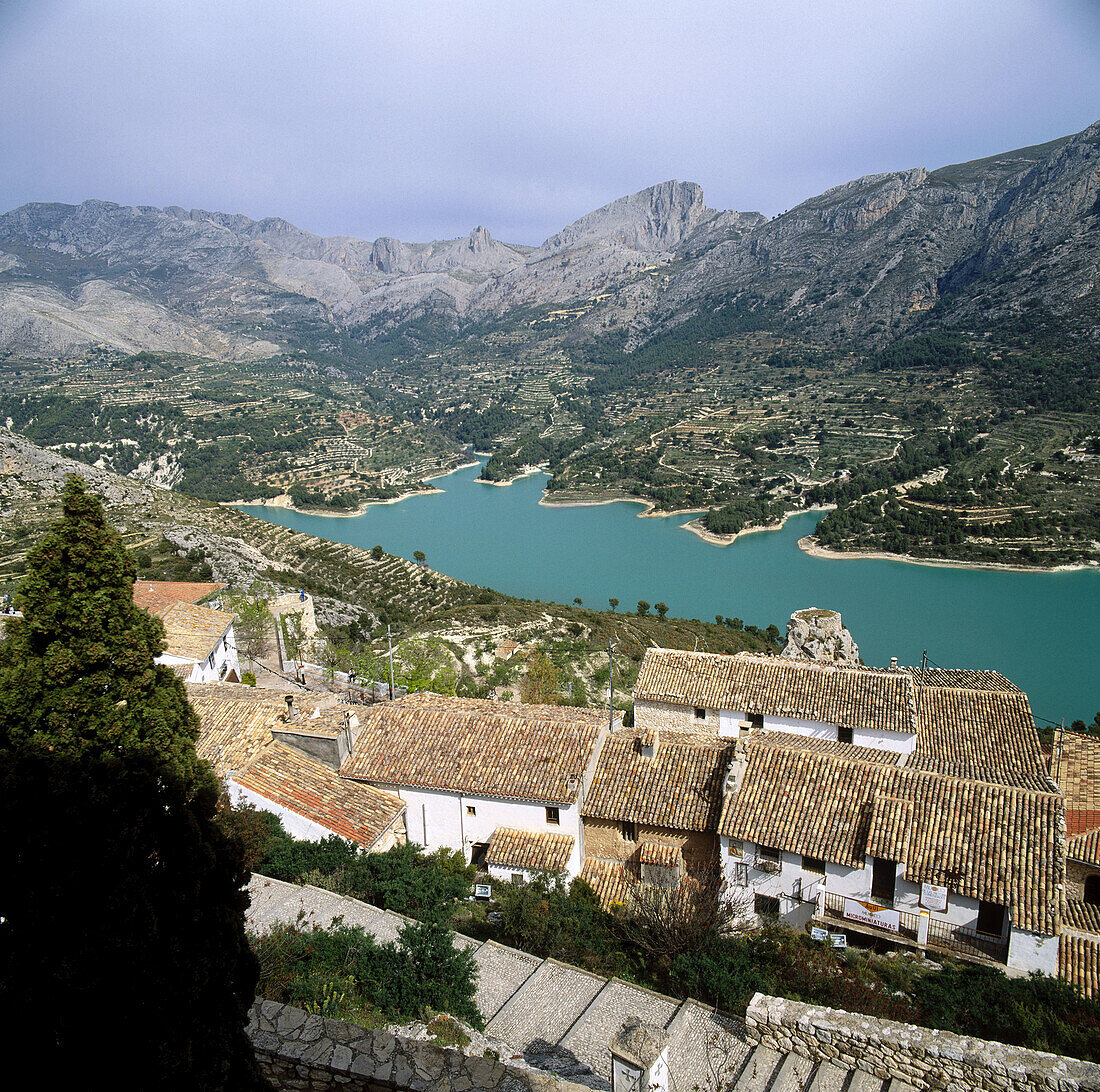 Guadalest reservoir from San Jose castle, Alicante province, Spain