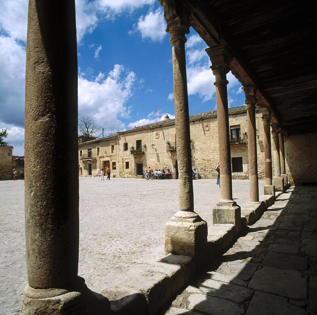 Hauptplatz, Pedraza de la Sierra, Provinz Segovia, Spanien