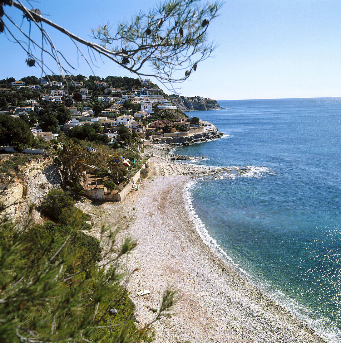 Strand Baladrar. Benissa. Provinz Alicante, Comunidad Valenciana, Spanien