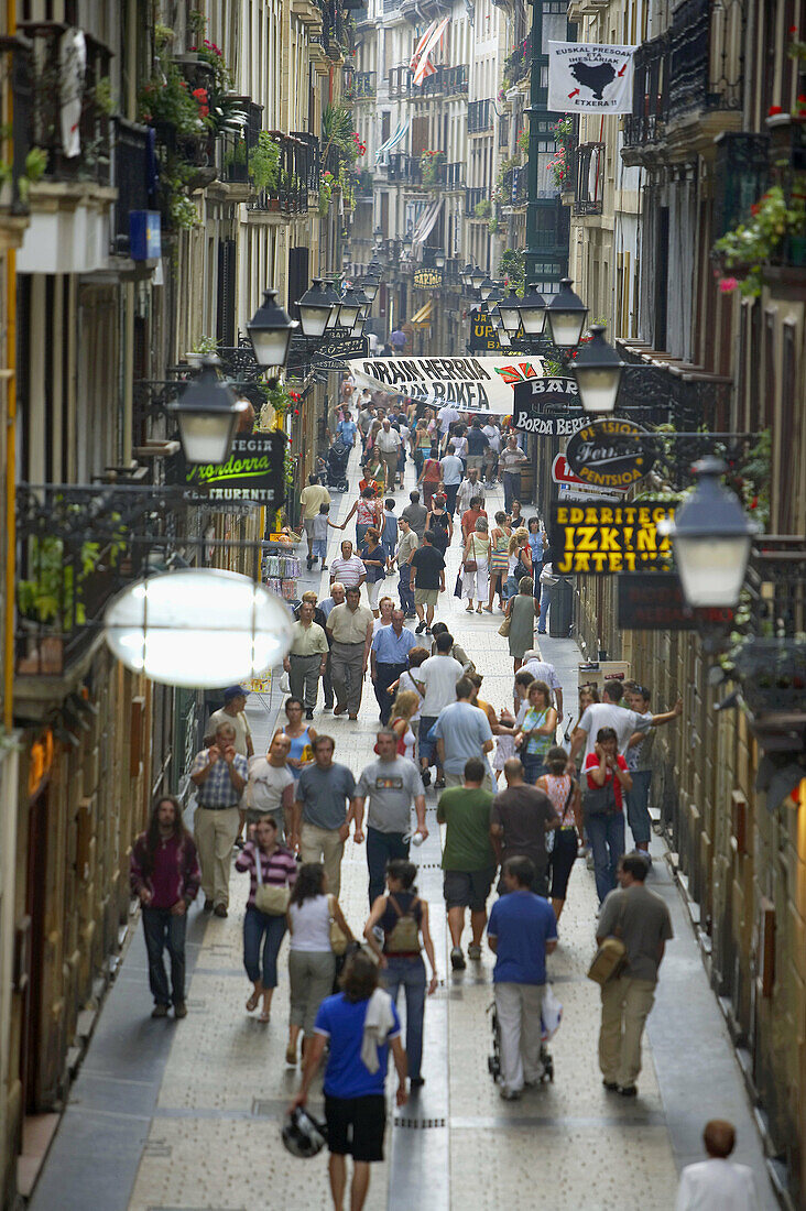 Fermin Calbetón Street in old town Donostia (San Sebastián). Guipúzcoa, Euskadi. Spain