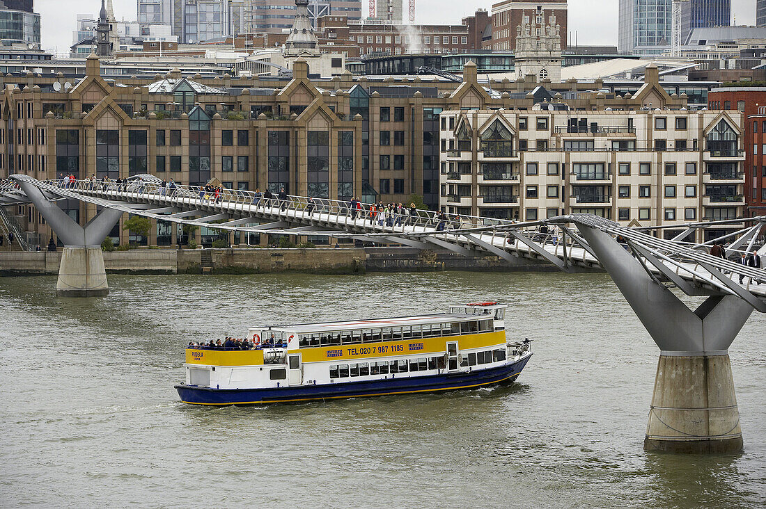 Millenium Bridge, Thames River, London. England, UK