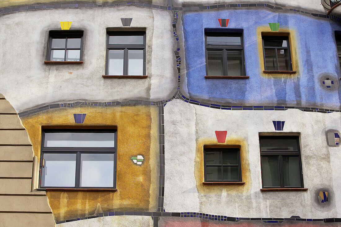 Detail des Hundertwasserhauses, Wien. Österreich