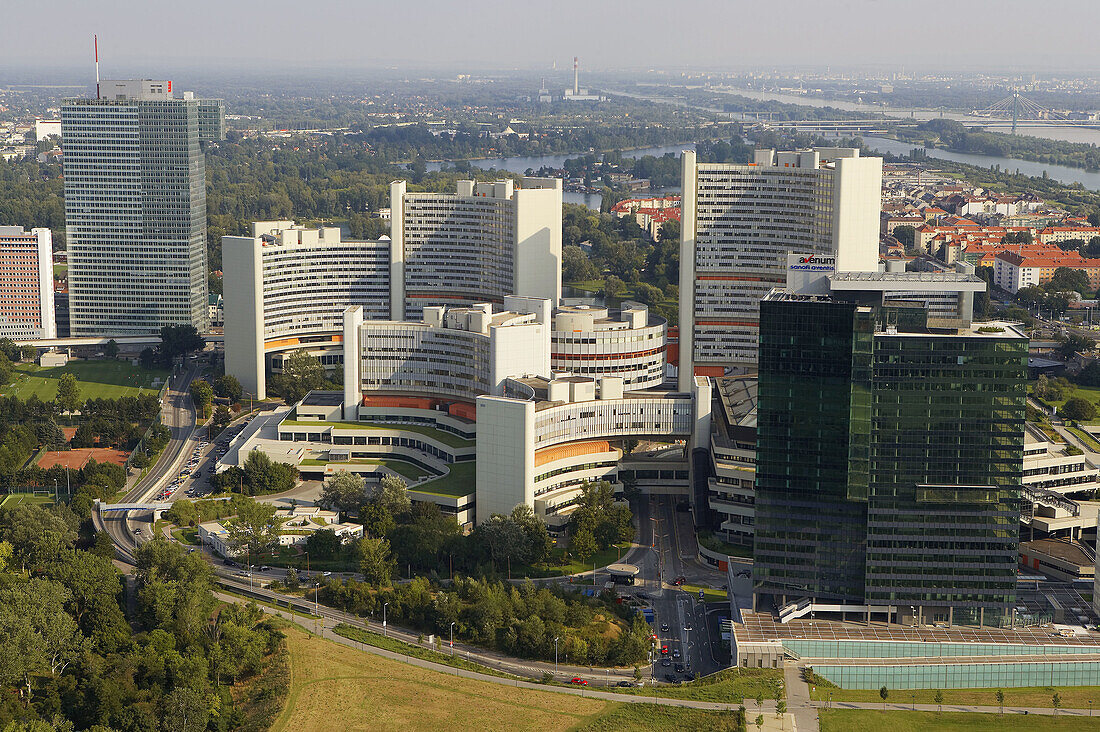 Vienna International Centre (VIC) aka UNO City, campus and building complex hosting United Nations organizations in Vienna. Austria