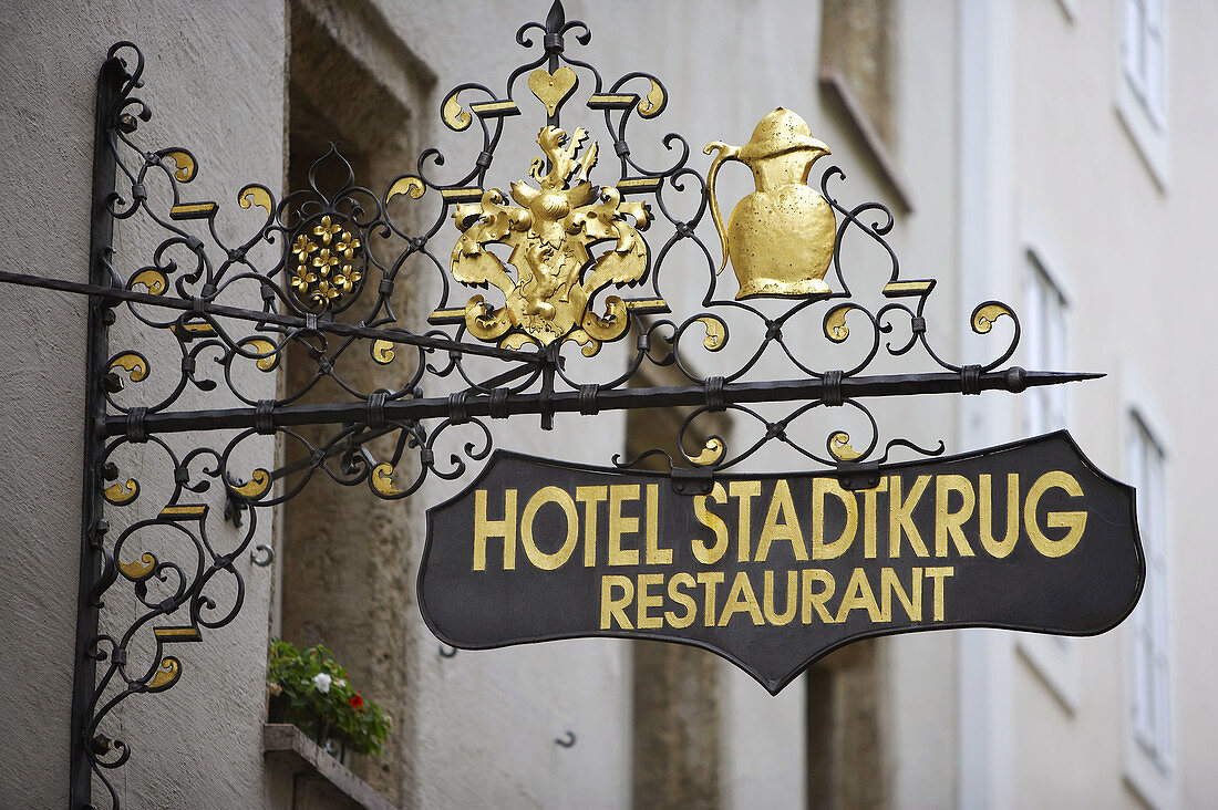 Wrought sign in Getreidegasse, Salzburg. Austria