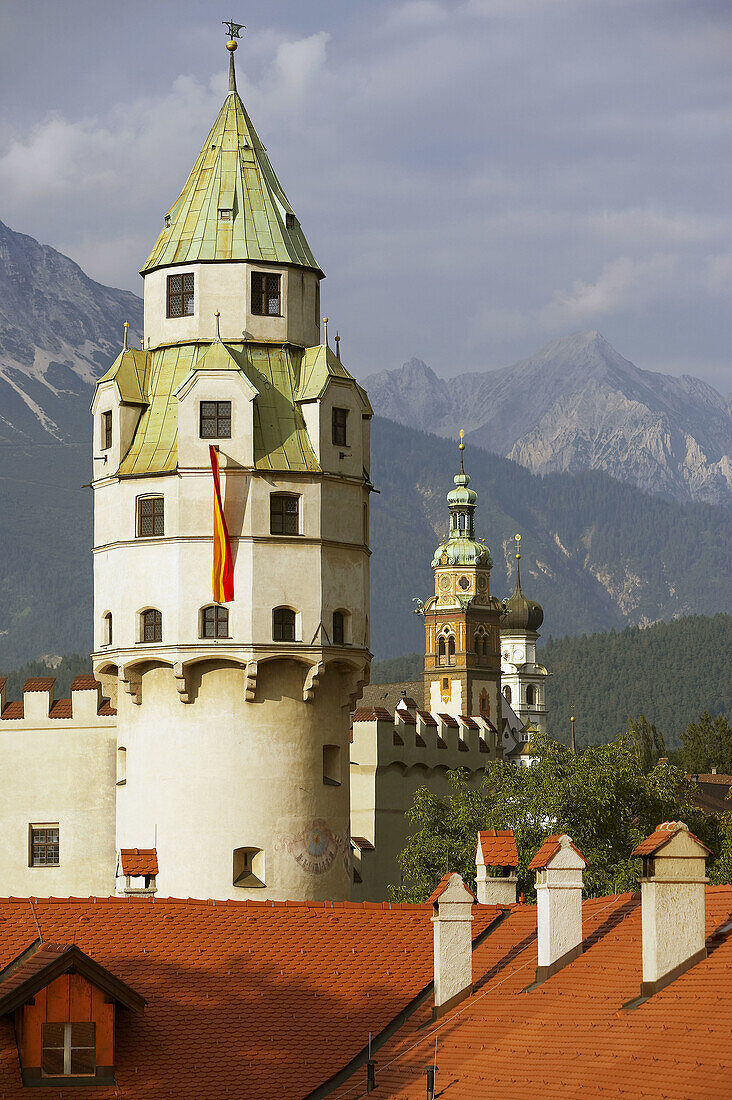 Münzerturm der Burg Hasegg, Maximilians Palast in Hall in Tirol. Tirol, Österreich