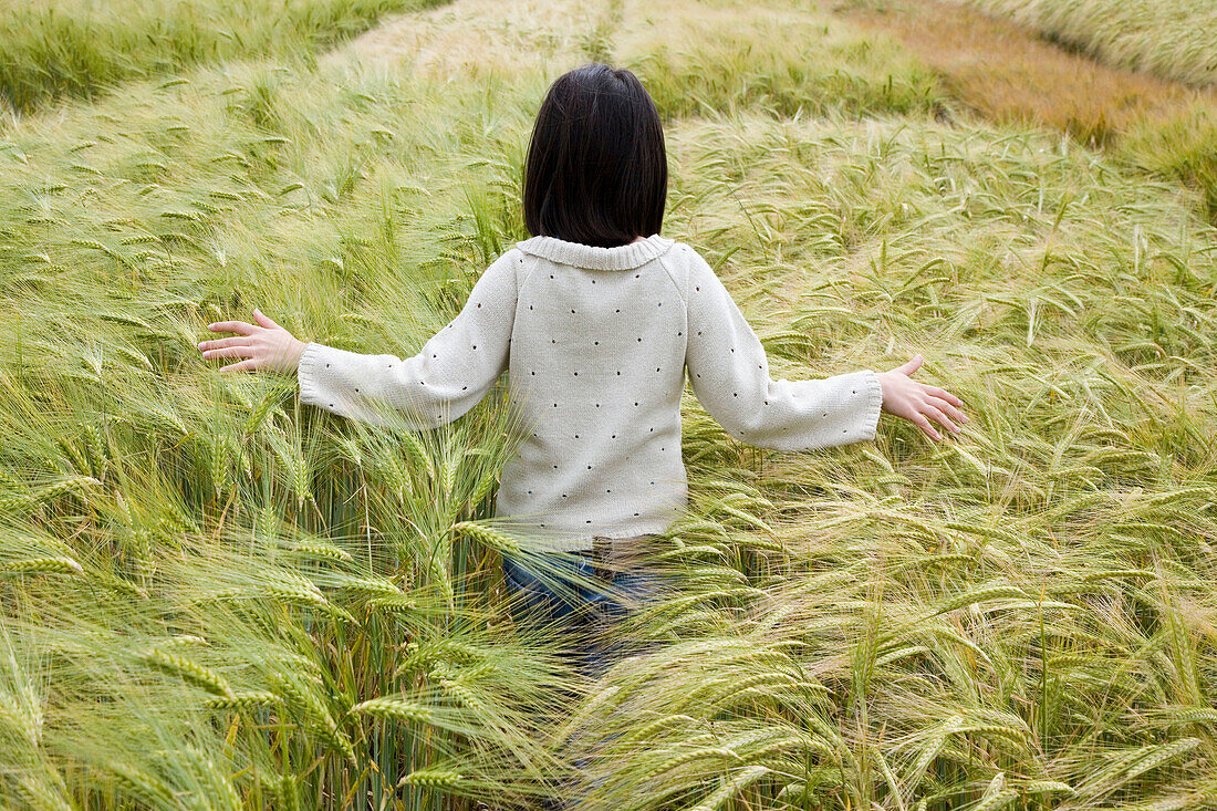 Girl in grain field. Arkaute, Alava, Euskadi, Spain
