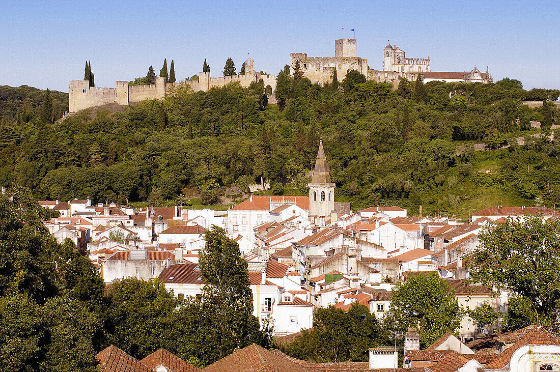 Tomar with the old castle of the Knights Templar. Portugal