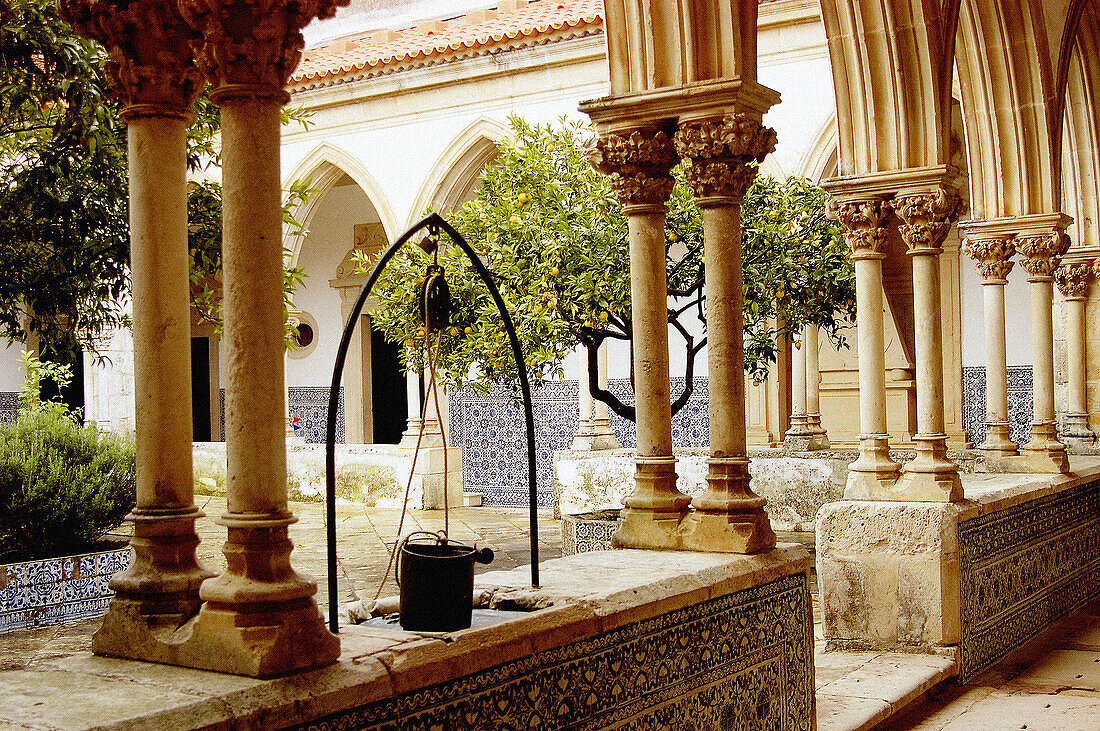 Cloister-graveyard of the Convent of the Knights of Christ, part of the old castle of the Knights Templar. Tomar. Portugal