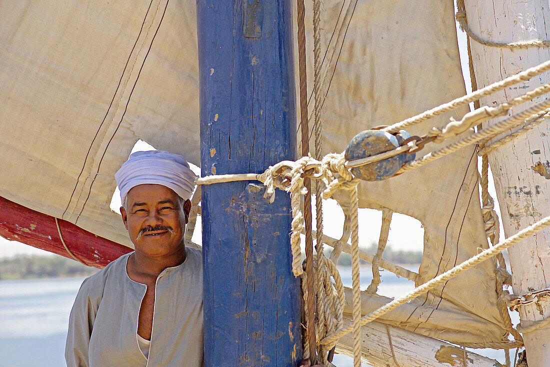 Sailing on the Nile river between Esna and Aswan. Egypt