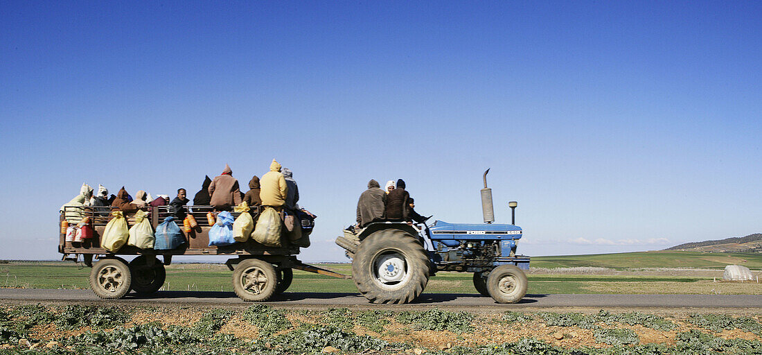 People going to work in the Middle Atlas mountains. Morocco