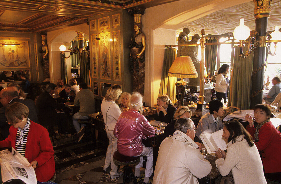Ladurée. Parisian tea room serving macaroons, pastries, viennoiseries, etc... Rue Royale. Paris. France.