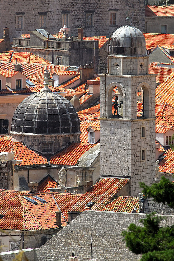 Clock tower and St. Blaise s Church, Old town. Dubrovnik. Croatia.