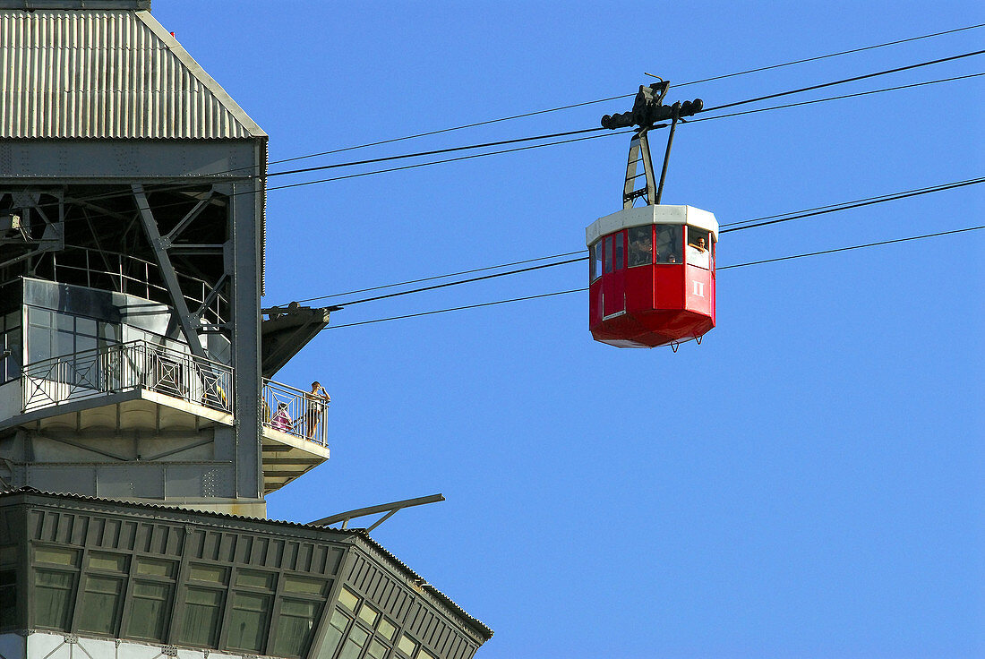 Cable car over the port, Barcelona. Catalonia, Spain