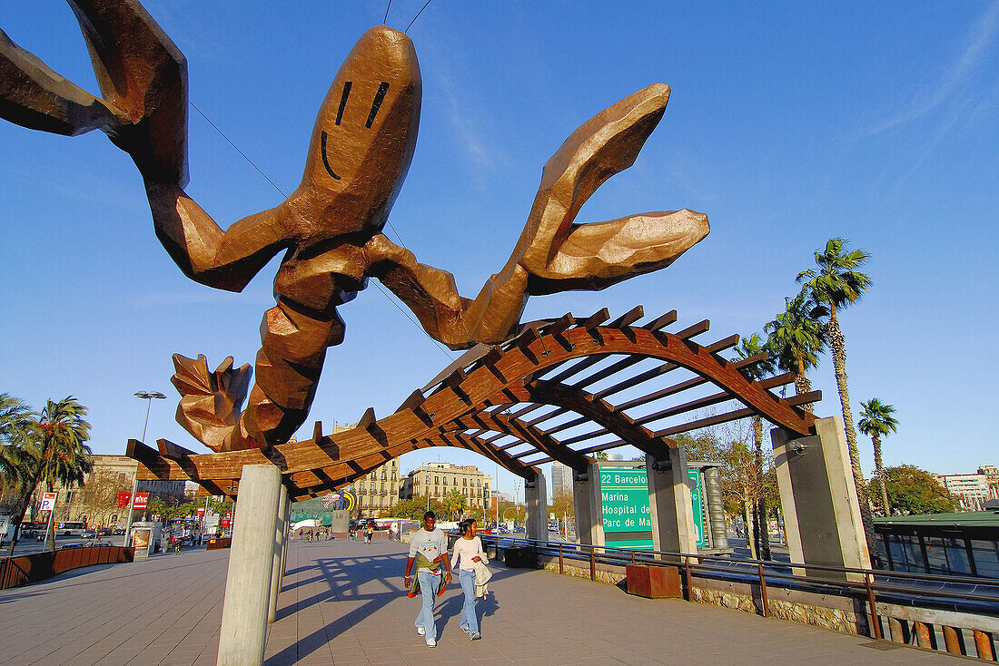 Lobster by Xavier Mariscal. Port vell. Moll de la fusta, Barcelona. Catalonia, Spain