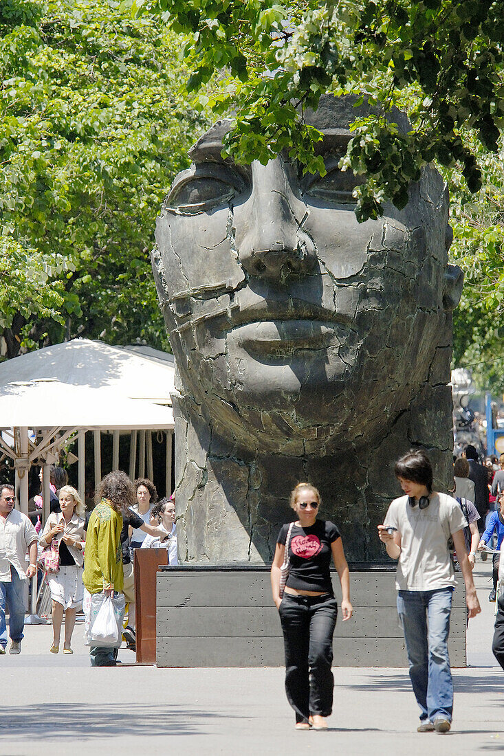 Sculpture by Igor Mitoraj on Rambla de Catalunya, Barcelona. Catalonia, Spain