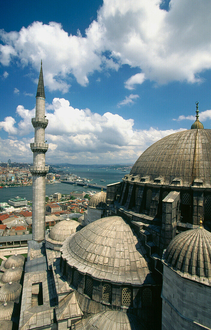Suleymaniye Mosque over looks Golden Horn, Sea of Marmara to Asia. Istanbul. Turkey