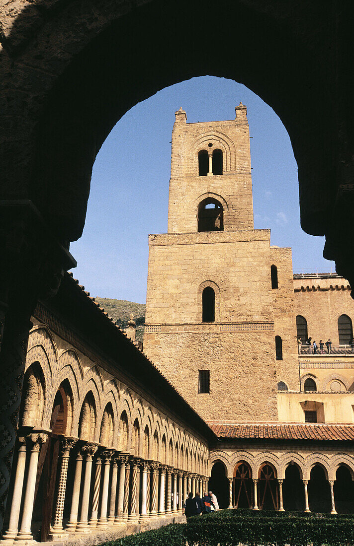 Italy. Sicily. Monreale. Cloister and Benedictine garden in the famous cathedral of Monreale.