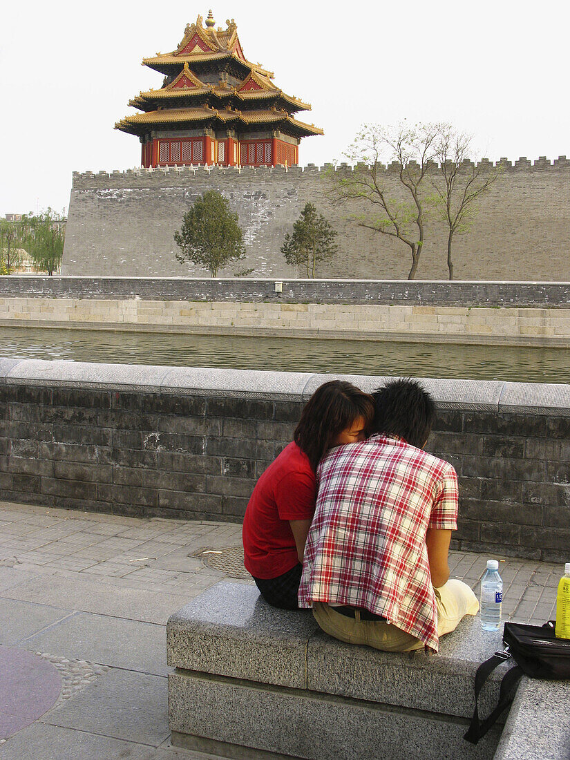 View along North moat park of Forbidden City. Beijing. China