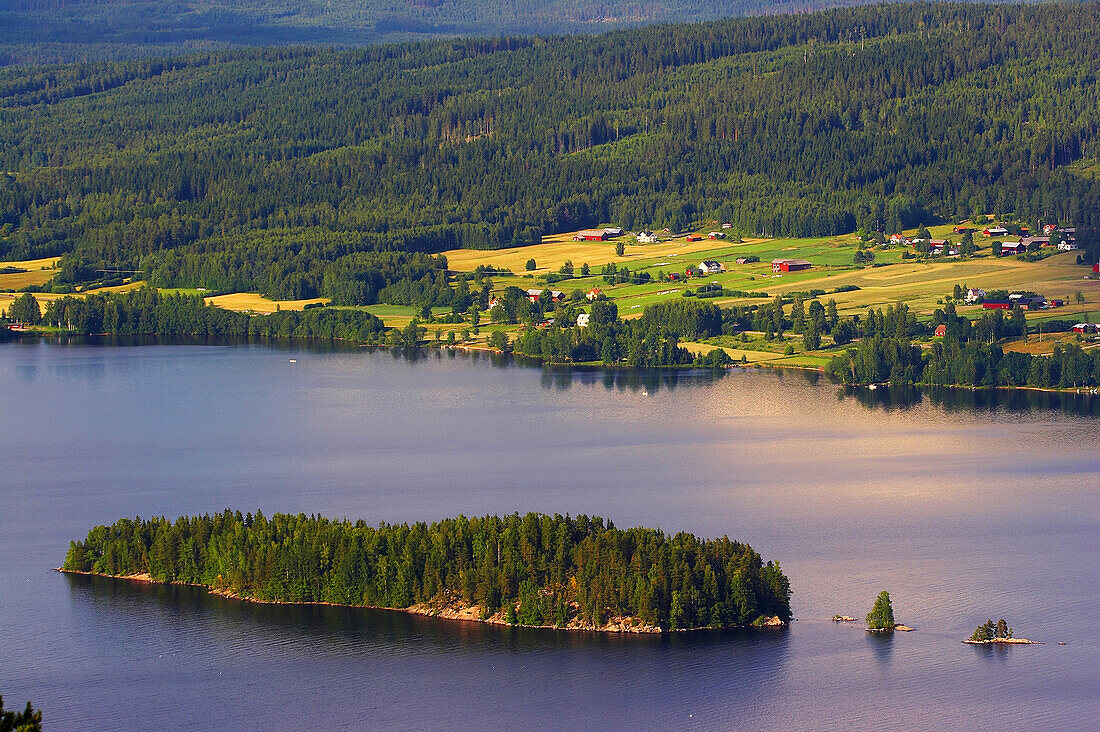 View from the mountain Tossebergsklaetten onto the lake Oevre Fryken, Vaermland, Middle Sweden