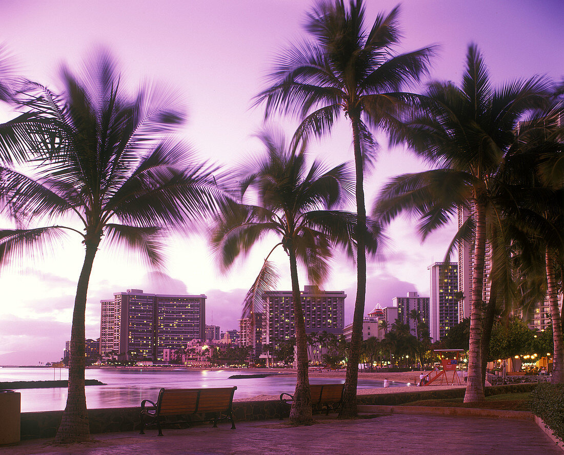 Waikiki beach, honolulu, oahu, hawaii, USA.