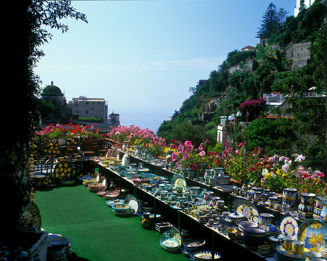 Ceramics shop, Positano, Amalfi coastline, Italy.