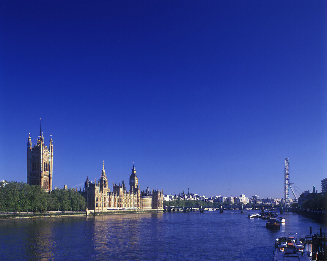 Parliament & river thames, London, England, U.K.