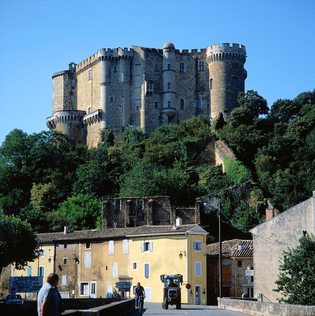 Houses and medieval castle in Suze la Rousse. Provence. France