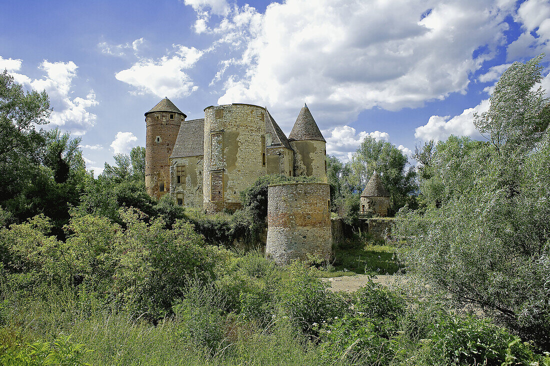 Arginy medieval castle ruins. Beaujolais wine country. Rhone Valley. France.