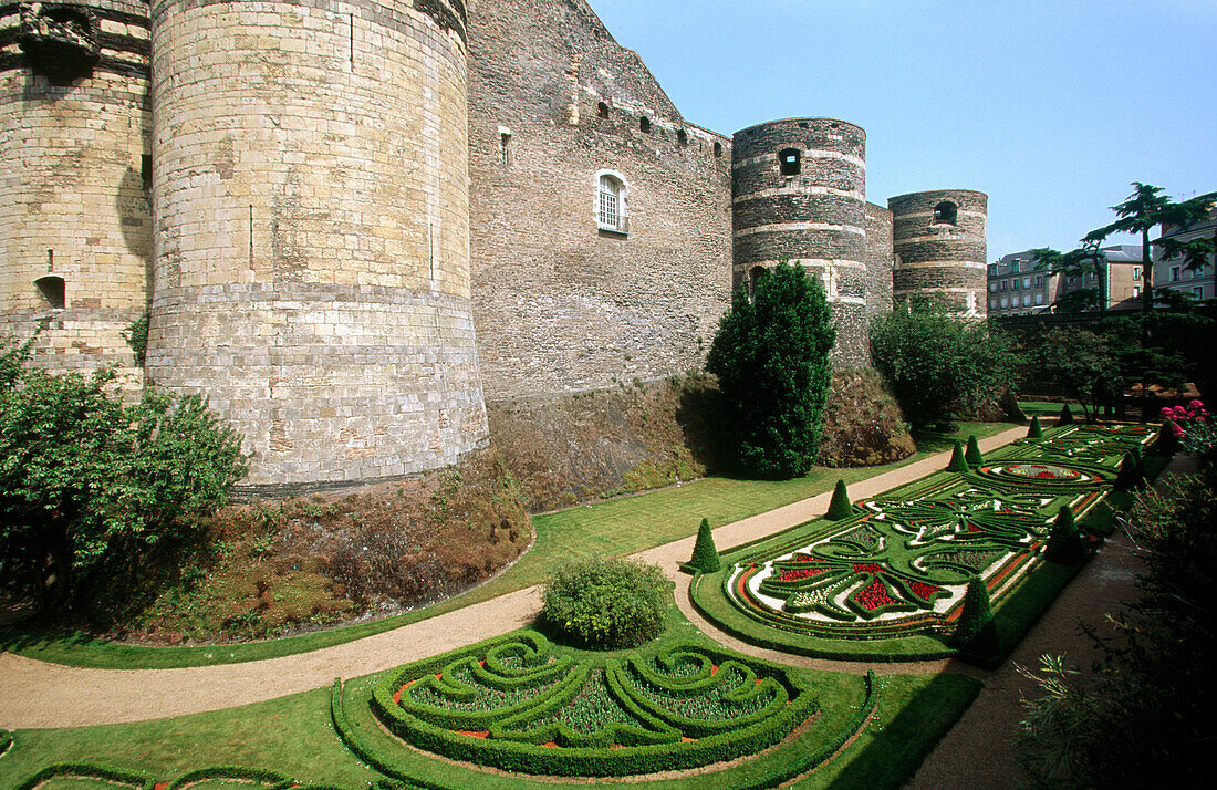Gardens in the Angers Castle. Loire. France