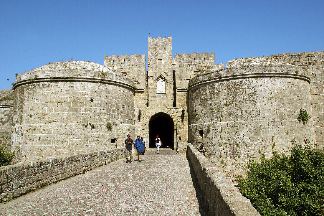 Amboise Town Gate, Byzantine walls of old city. Rhodes. Dodecanese, Greece