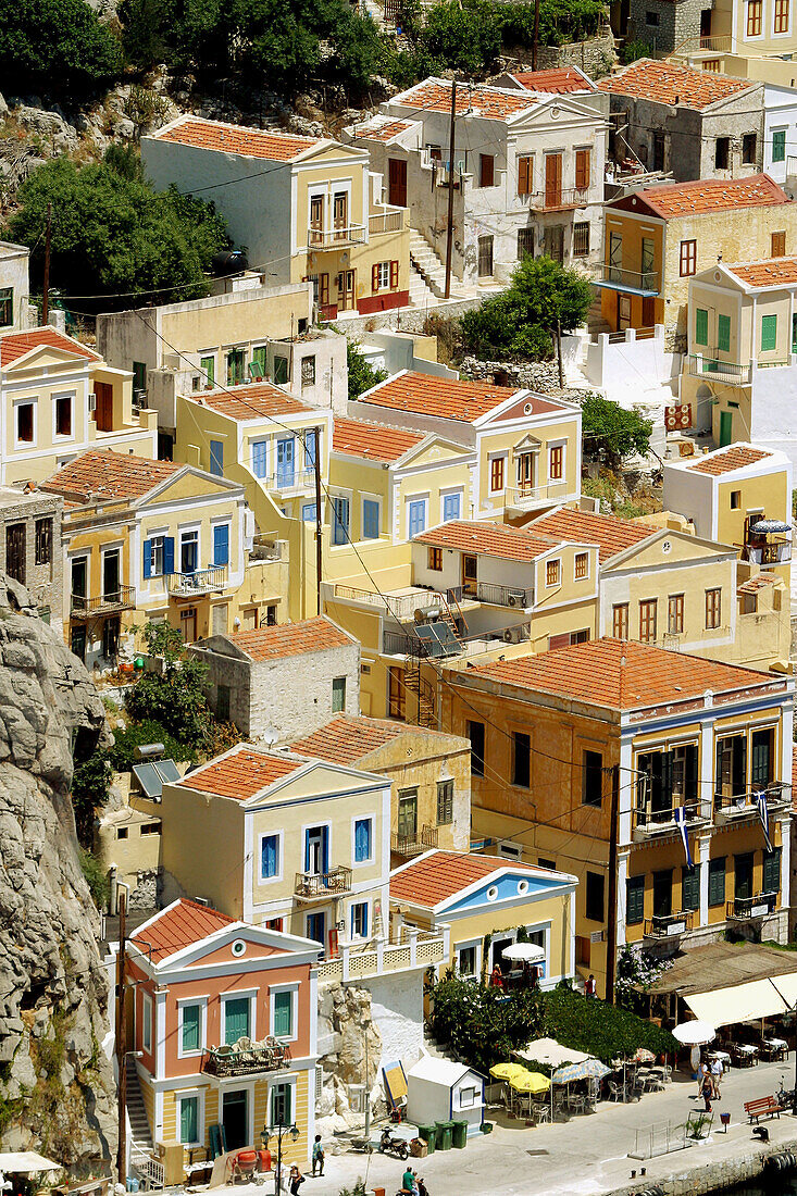 Houses at Yalos harbour, Symi. Dodecanese, Greece