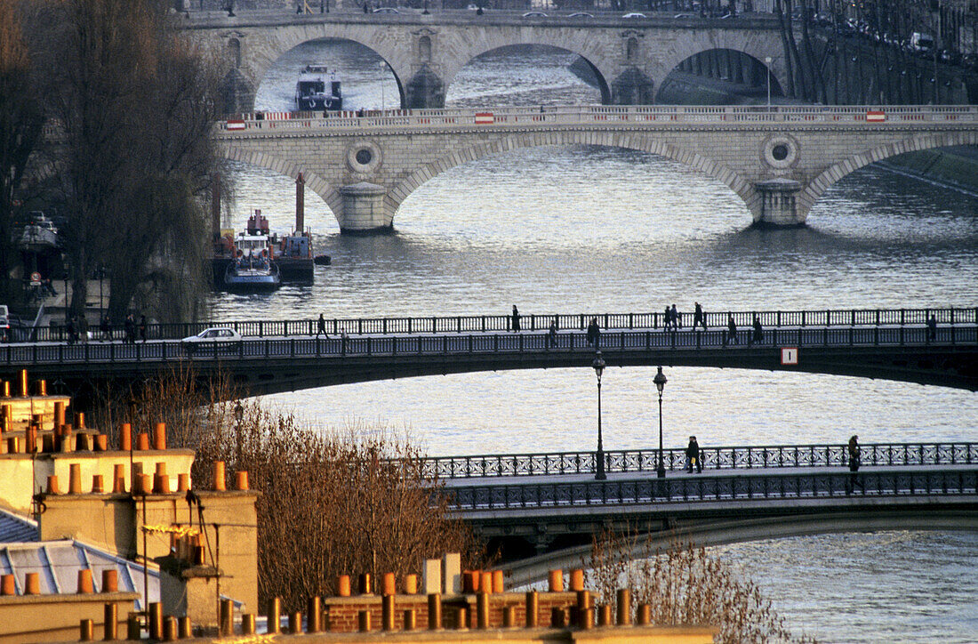 Right bank bridges of Paris. France