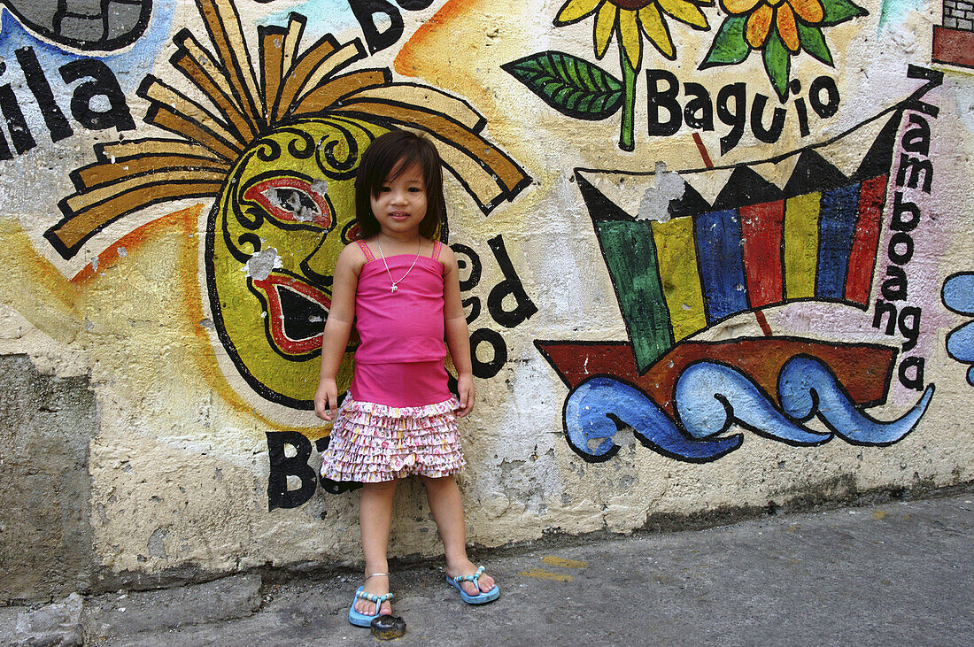 Historical district Manila s 16th Century Walled City. The ruins of the Spanish colonial capital of the Philippines. Wall painting. Intramuros. Manila. Philippines