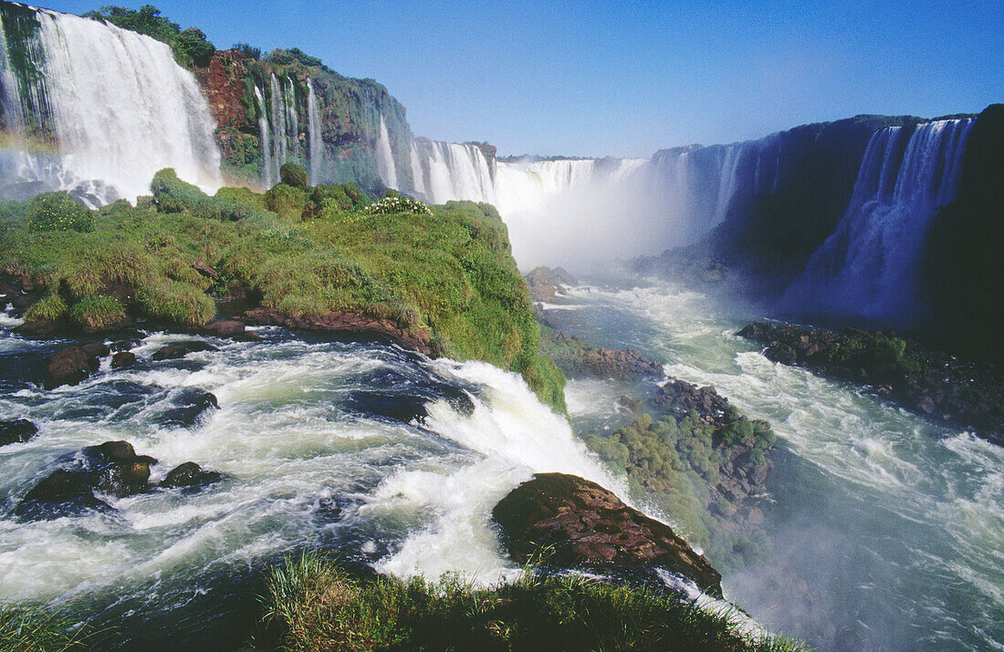 Iguazú falls. Brazilian side. La Garganta del Diablo at the rear. Iguazú National Park. Paraná state. Brazil.