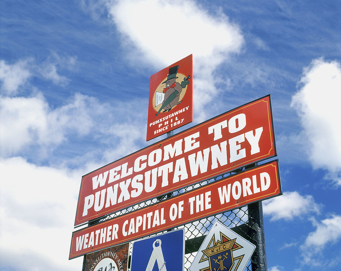 Punxsutawney sign. Pennsylvania, USA
